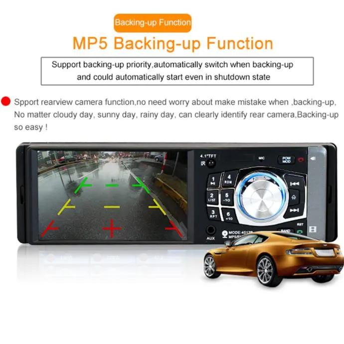 auto radio 1din 4,1" ekran mp4 usb sd bluetooth + parking kamera - slika 4