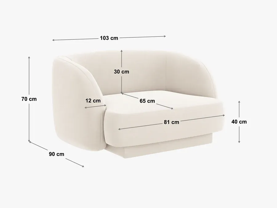 fotelja miley 180x90cm, materijal: baršun - slika 5