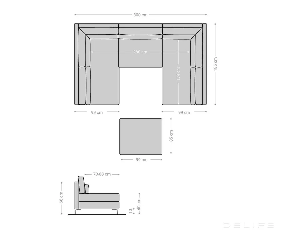 kutna garnitura elio 300x185cm, materijal: imitacija kože - slika 8