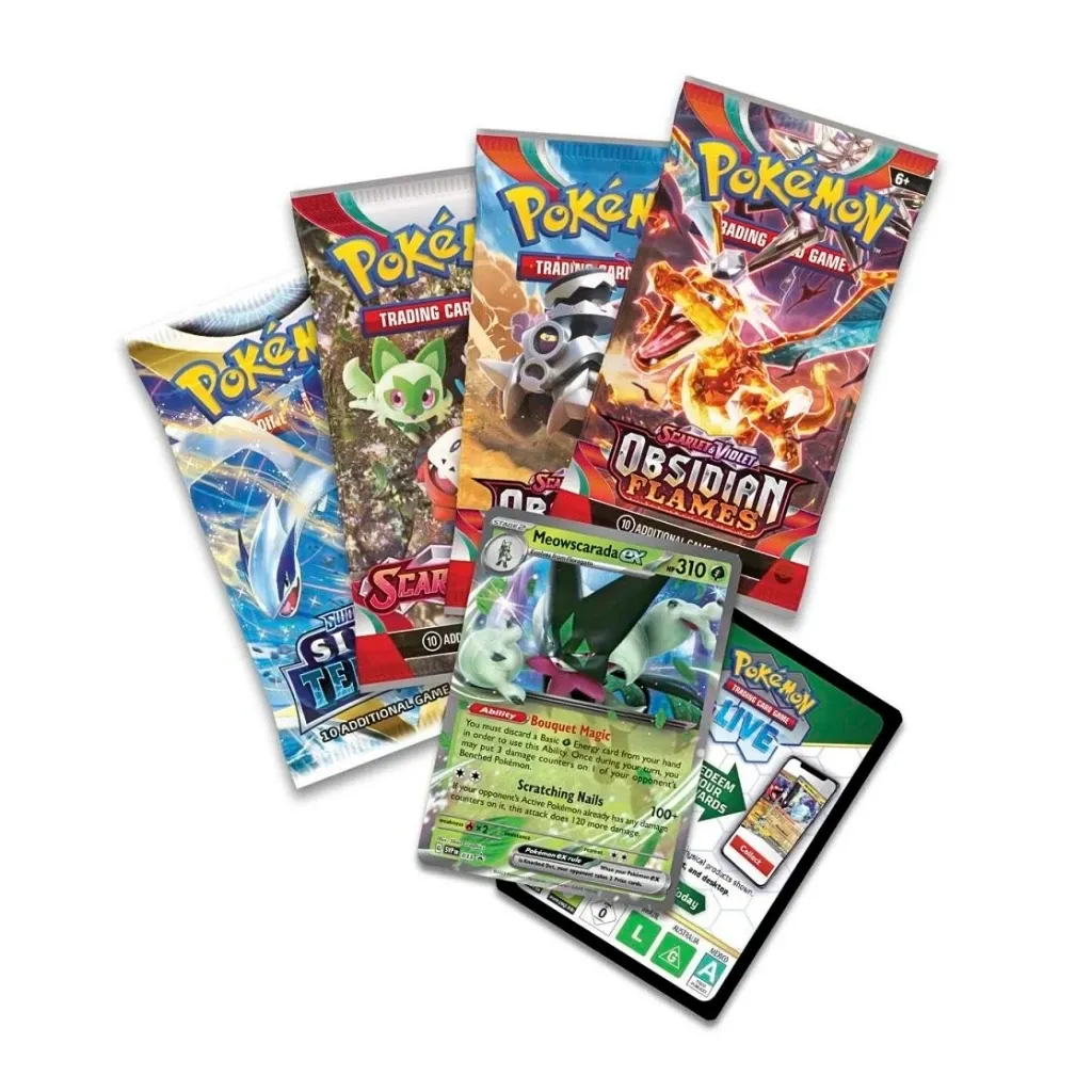 pokémon tcg: paldea partners tin – meowscarada ex - slika 2