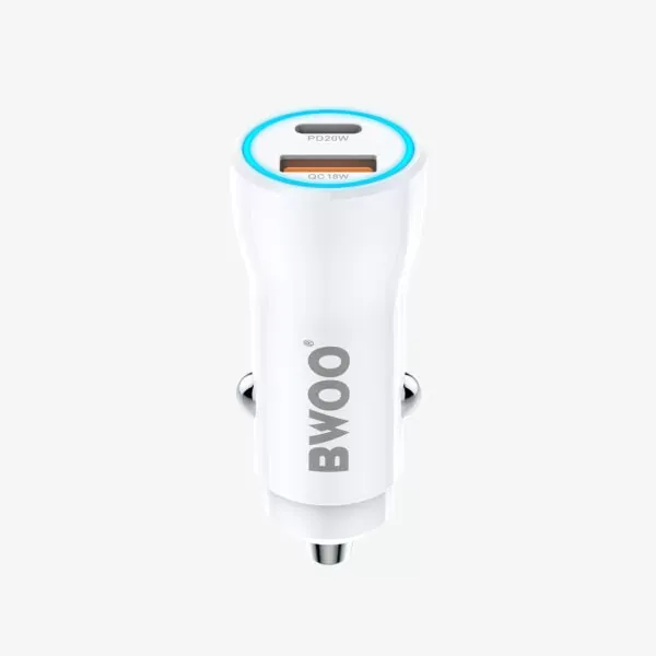 38w usb-c car charger auto punjač s 2 priključka, bijeli max bwoo - slika 3