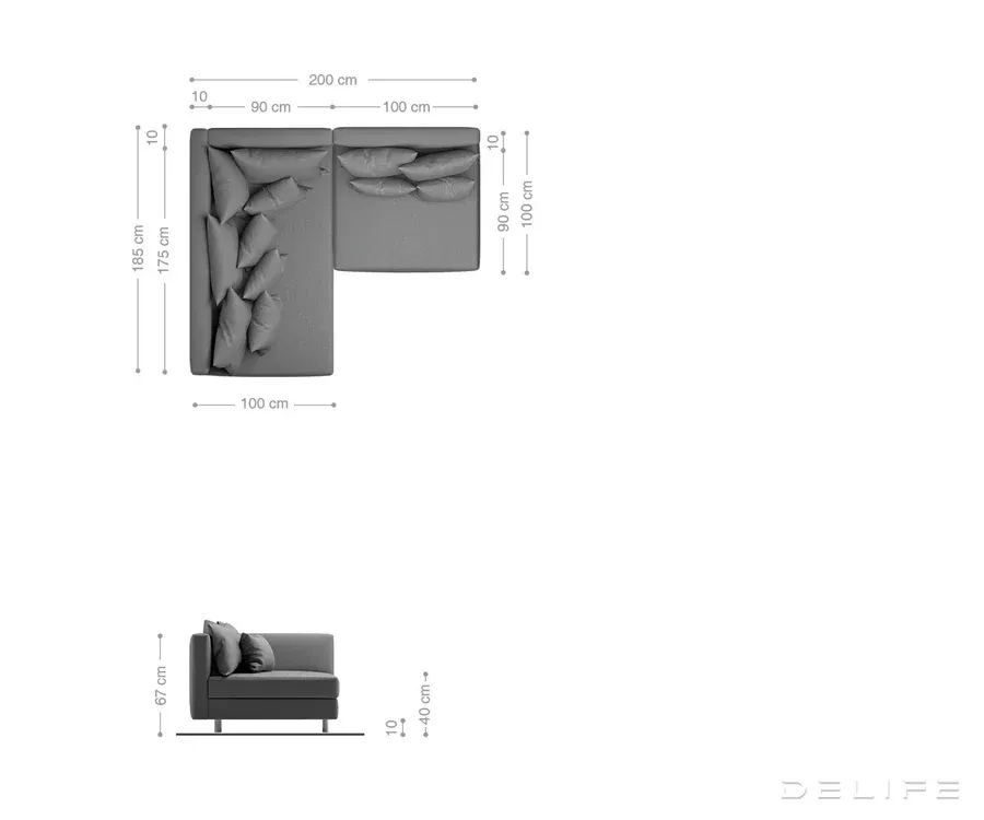 kutna garnitura clovis 200x185cm, materijal: strukturirana tkanina - slika 7