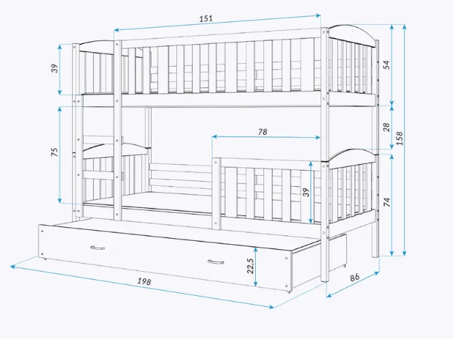 kubus 3 dječji krevet s tri ležaja 190×80 - slika 3