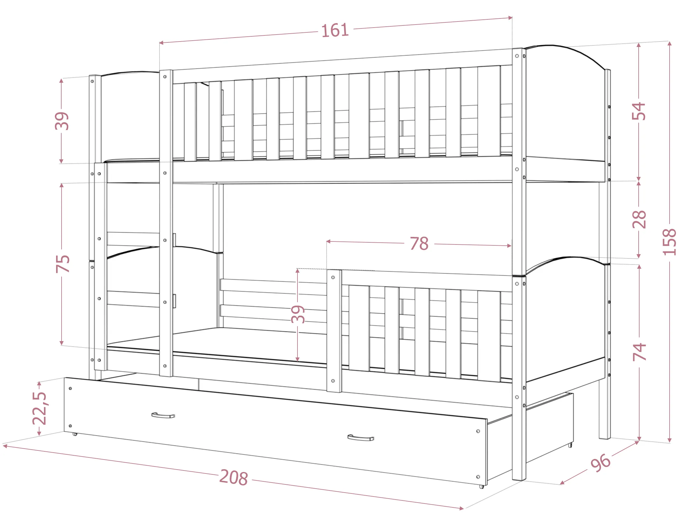 tami 3 krevet na kat s tri ležaja – 200×90 - slika 5