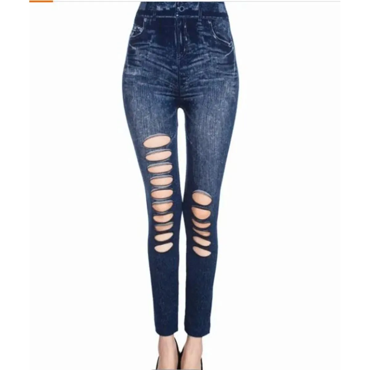 slimfit tajice traperice sa rupama - slika 4