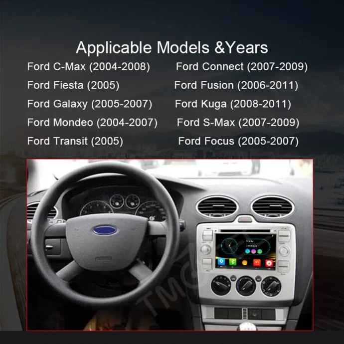 ford focus fiesta kuga c-max s-max transit connect 2din radio gps - slika 2