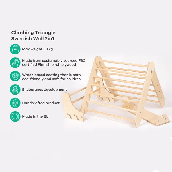 pikler triangle climber s dodatkom za švedski zid - slika 8