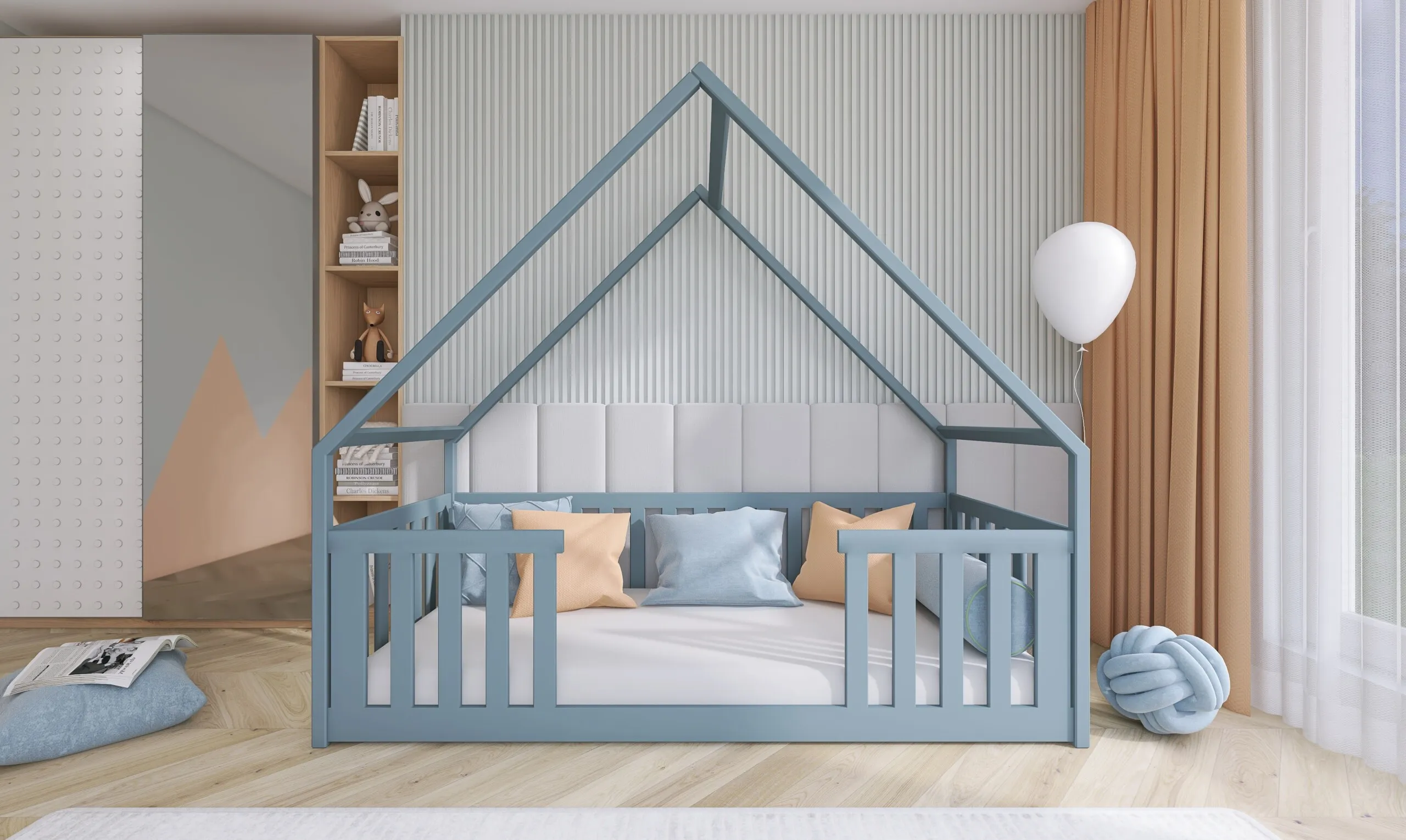 montessori niski krevet kućica 190×90 – puno drvo - slika 2