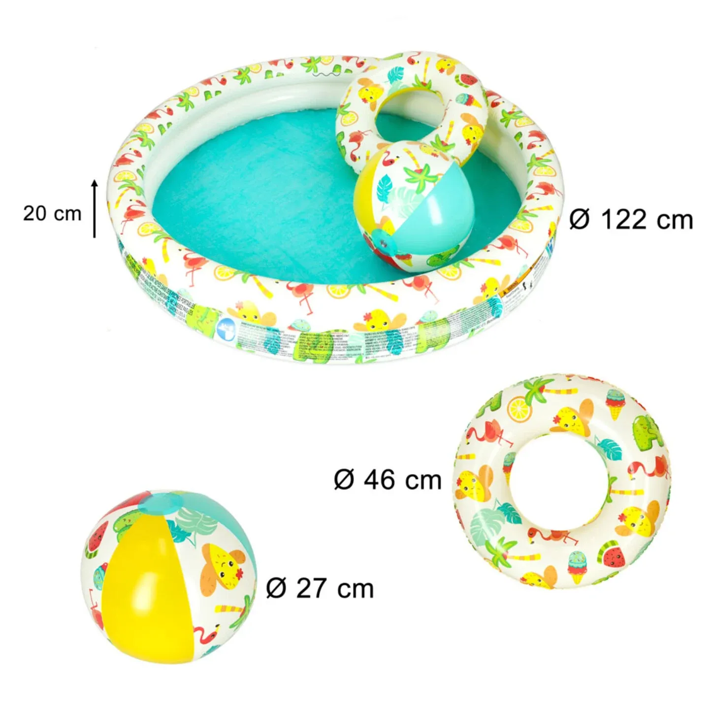 dječji bazen na napuhavanje 122 cm -gratis lopta i kolut - slika 4