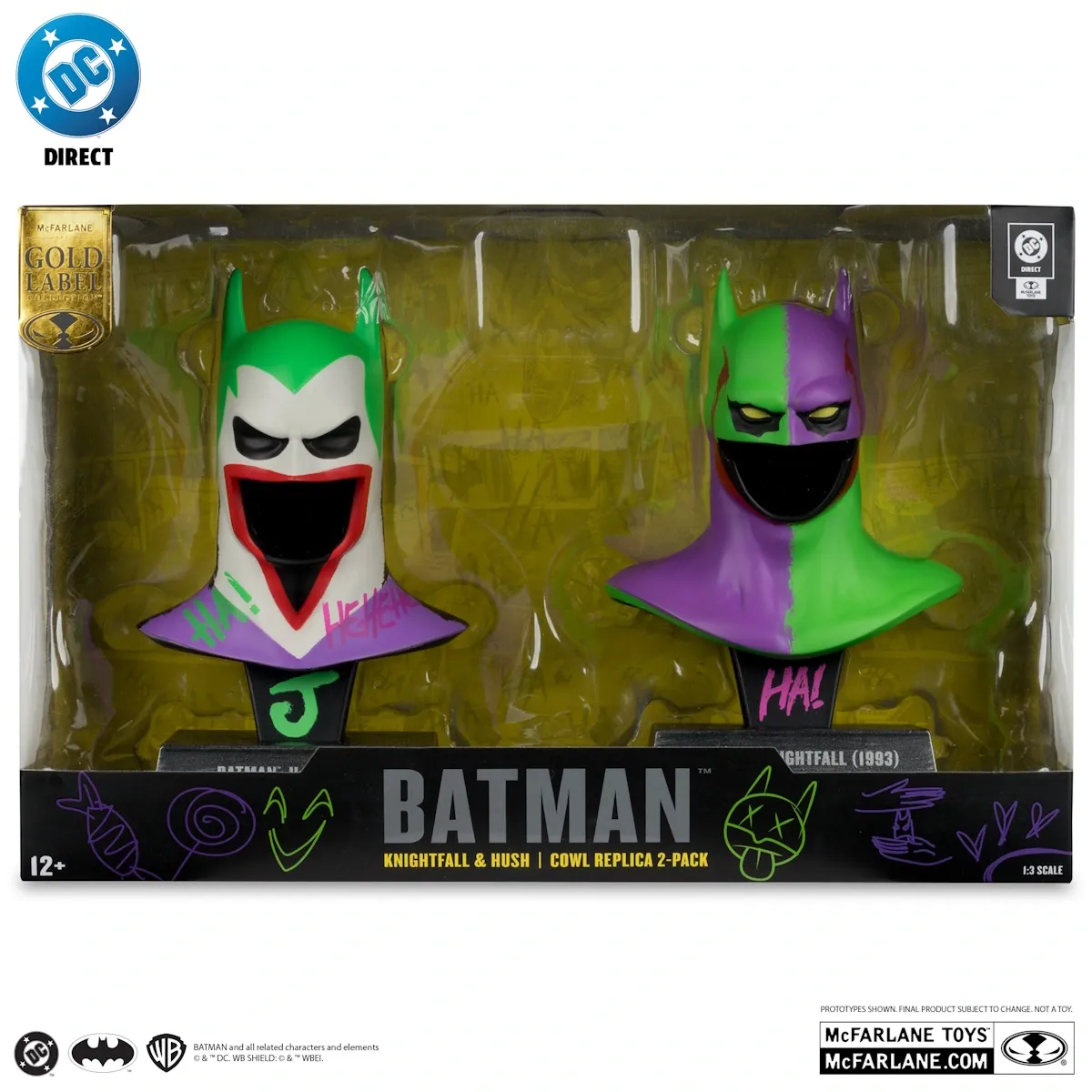 mcfarlane gold label – batman knightfall & hush cowl replicas - slika 5
