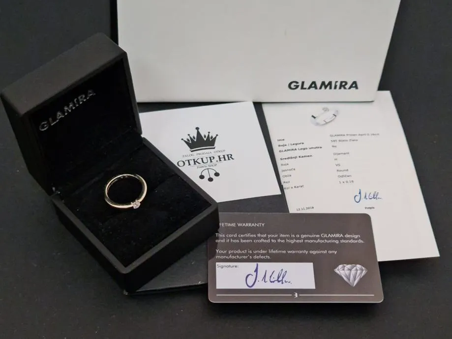 zlatni prsten s dijamantom 0,16ct / r1, rate ! - slika 3