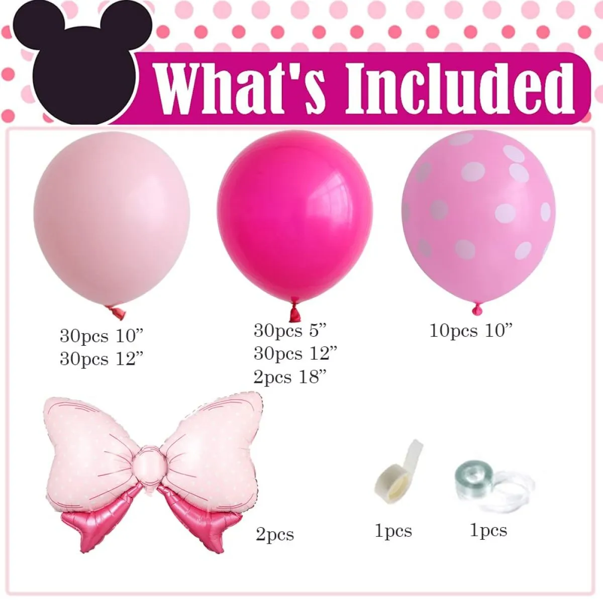 luk od balona - minnie mouse (104 balona u setu) - slika 9