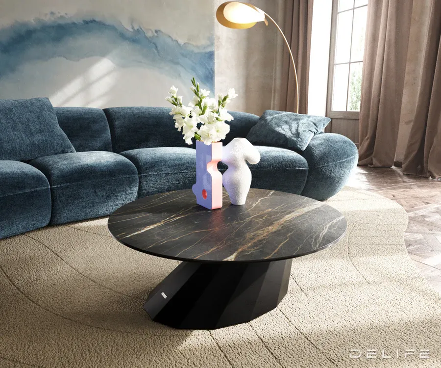 klub stolić edge 90x90cm, materijal: keramika laminam noir desir - slika 2