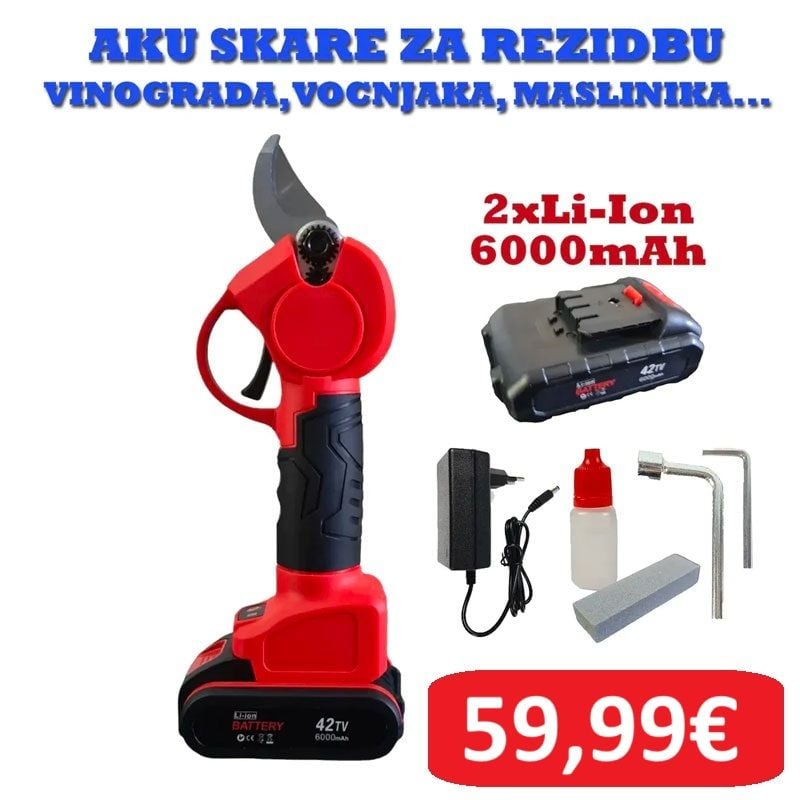 aku škare za obrezivanje/rezidbu xxl x2 baterije 42v / 82v - slika 1