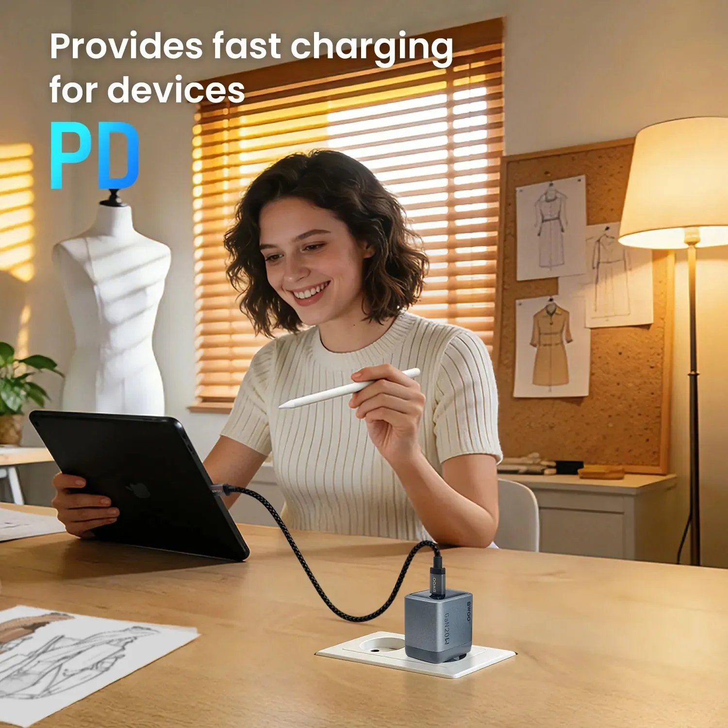 bwoo ganex 20w usb-c gan punjač,otporan na vatru i plamen - slika 4