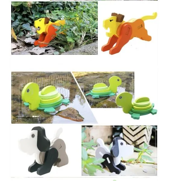 (4kom mix) drvene 3d puzzle divlje životinje - slika 2