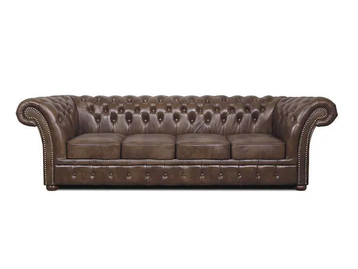 chesterfield garnitura winfield basic leather | 4-sjedišta | brown - slika 1