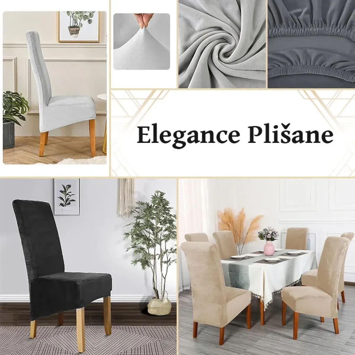 Elegance - Plišane navlake za stolice dugog naslona - premium dizajn - Zagreb