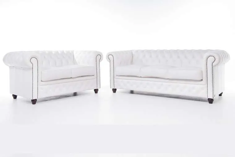 chesterfield set garnitura original leather | 2 + 3 sjedišta | white - slika 1