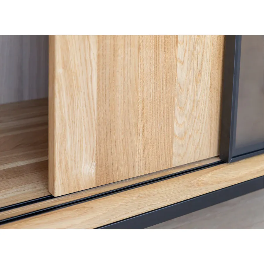 komoda modern loft 101x45cm sa staklom, materijal: masivno drvo hrast - slika 10