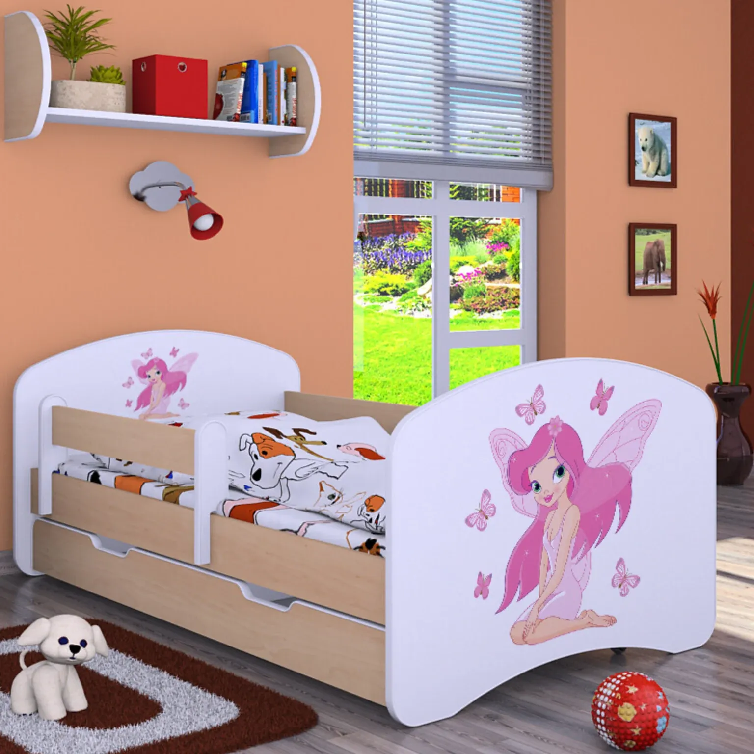 drveni dječji krevet happy vila s leptirima s ladicom – 160*80 - slika 2
