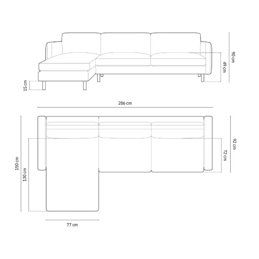 kutna garnitura eden 286x150cm, materijal: baršun - slika 5