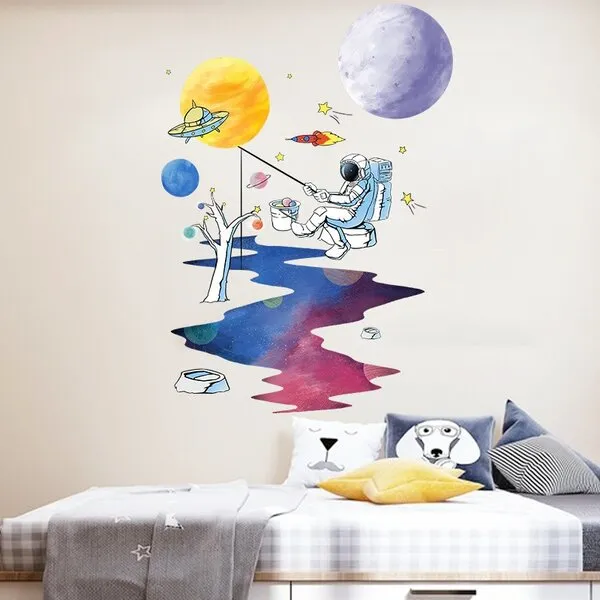 zidna naljepnica astronaut fishing - slika 2
