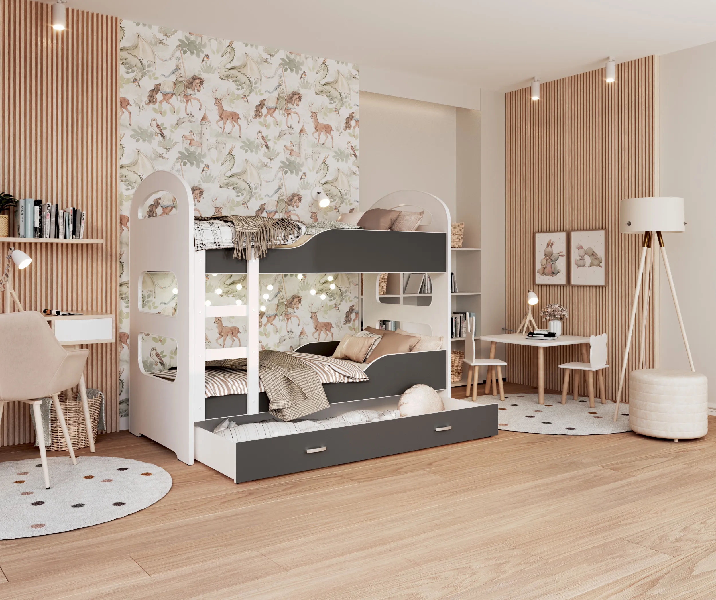 krevet na kat za djecu 190×80 dominik – praktične dječje sobe - slika 5