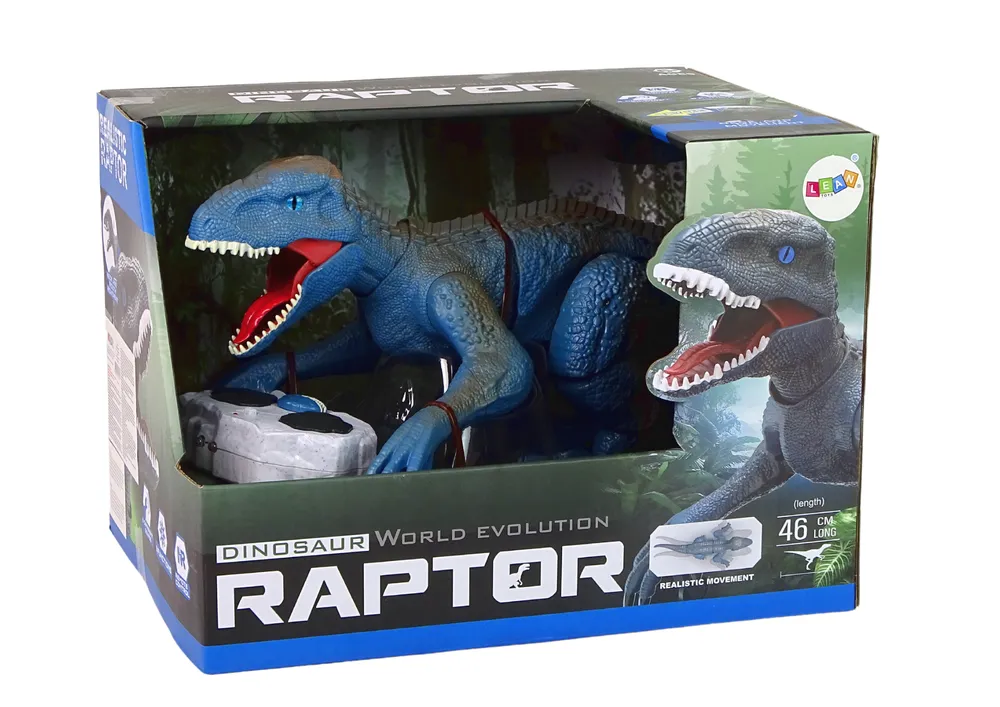 remote-controlled dinosaur velociraptor sound roaring blue - slika 4