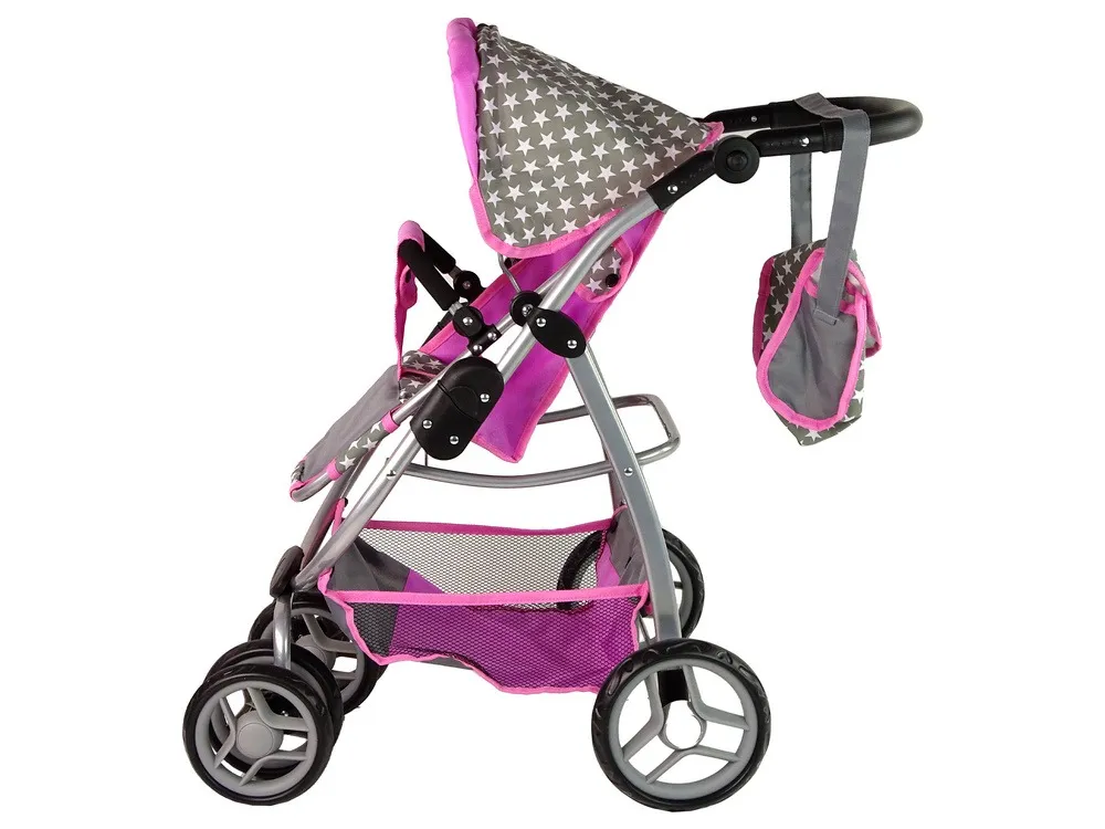 kolica za lutke 2-in-1 carrycot stars - siva - slika 6
