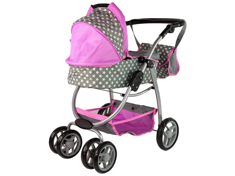 kolica za lutke 2-in-1 carrycot stars - siva - slika 8