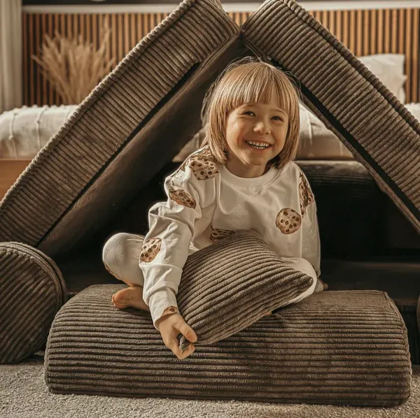 velika modularna sofa za djecu - premium korduro smeđa - slika 7