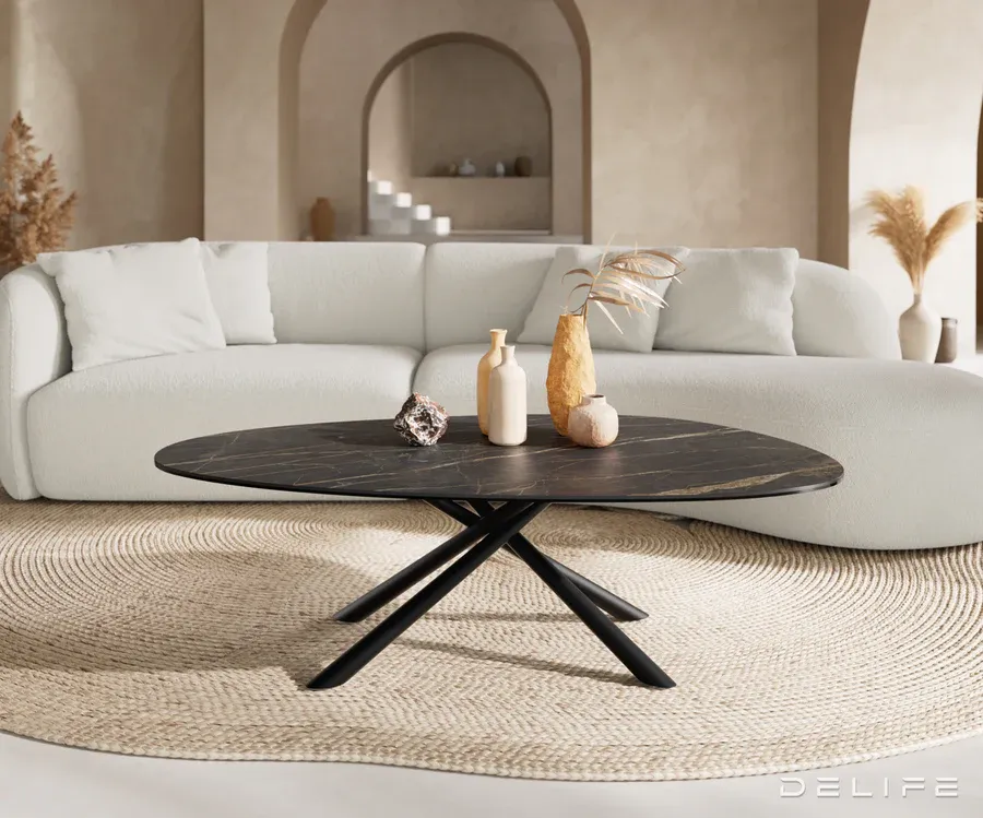 klub stolić edge 140x75cm, materijal: keramika laminam noir desir - slika 2