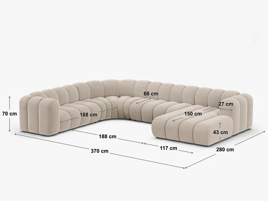 kutna garnitura lupine 370x280cm, materijal: chenille eden - slika 6