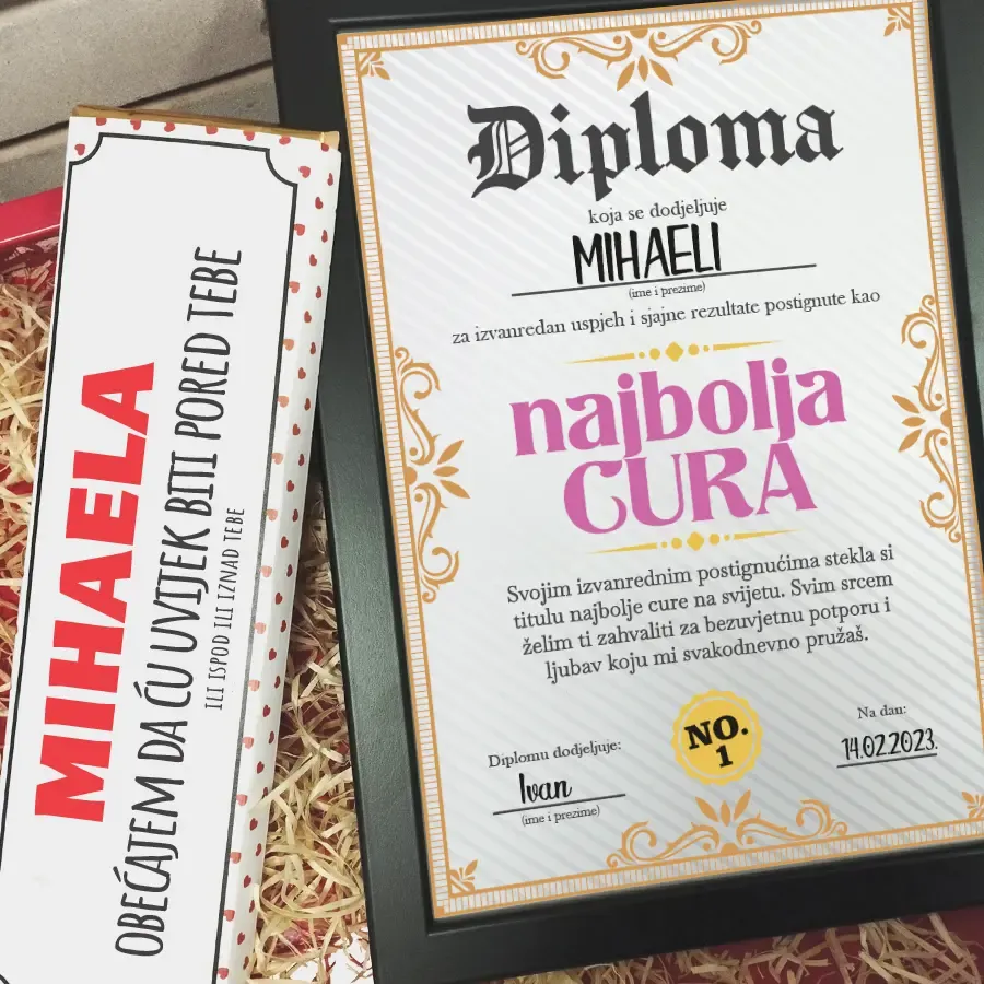 poklon paket za valentinovo čokolada i diploma - slika 3