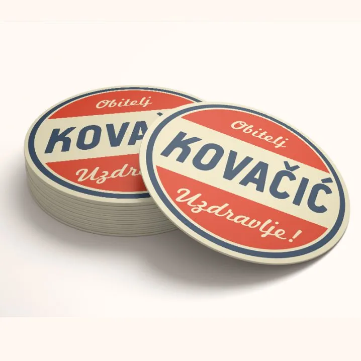 Personalizirani retro podmetači s prezimenom - Osijek