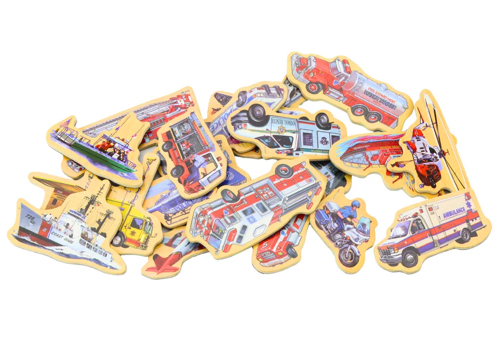 set of wooden magnets vehicles ships planes 20 pieces - slika 2