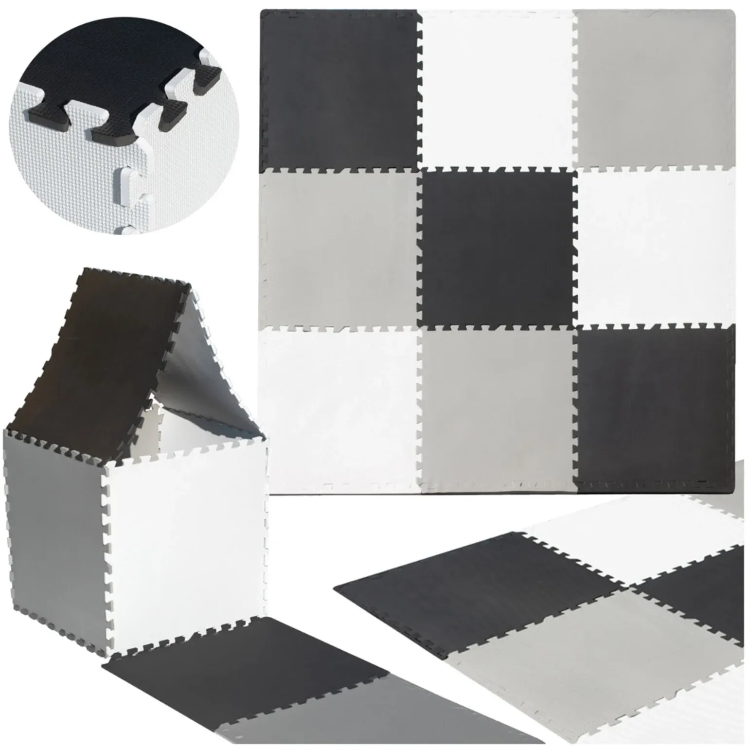 Edukativna podloga puzzle crno-bijele 180×180 - Vidovec