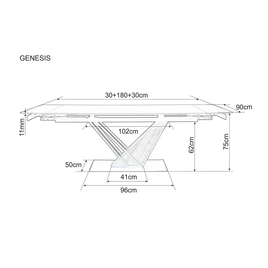 blagovaonski stol genesis 180/240x90cm, materijal: keramika - slika 3
