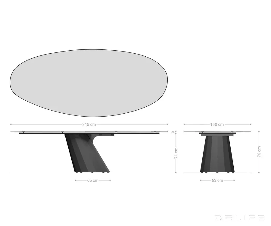 blagovaonski stol edge 315x150cm, materijal: keramika laminam emperado - slika 8