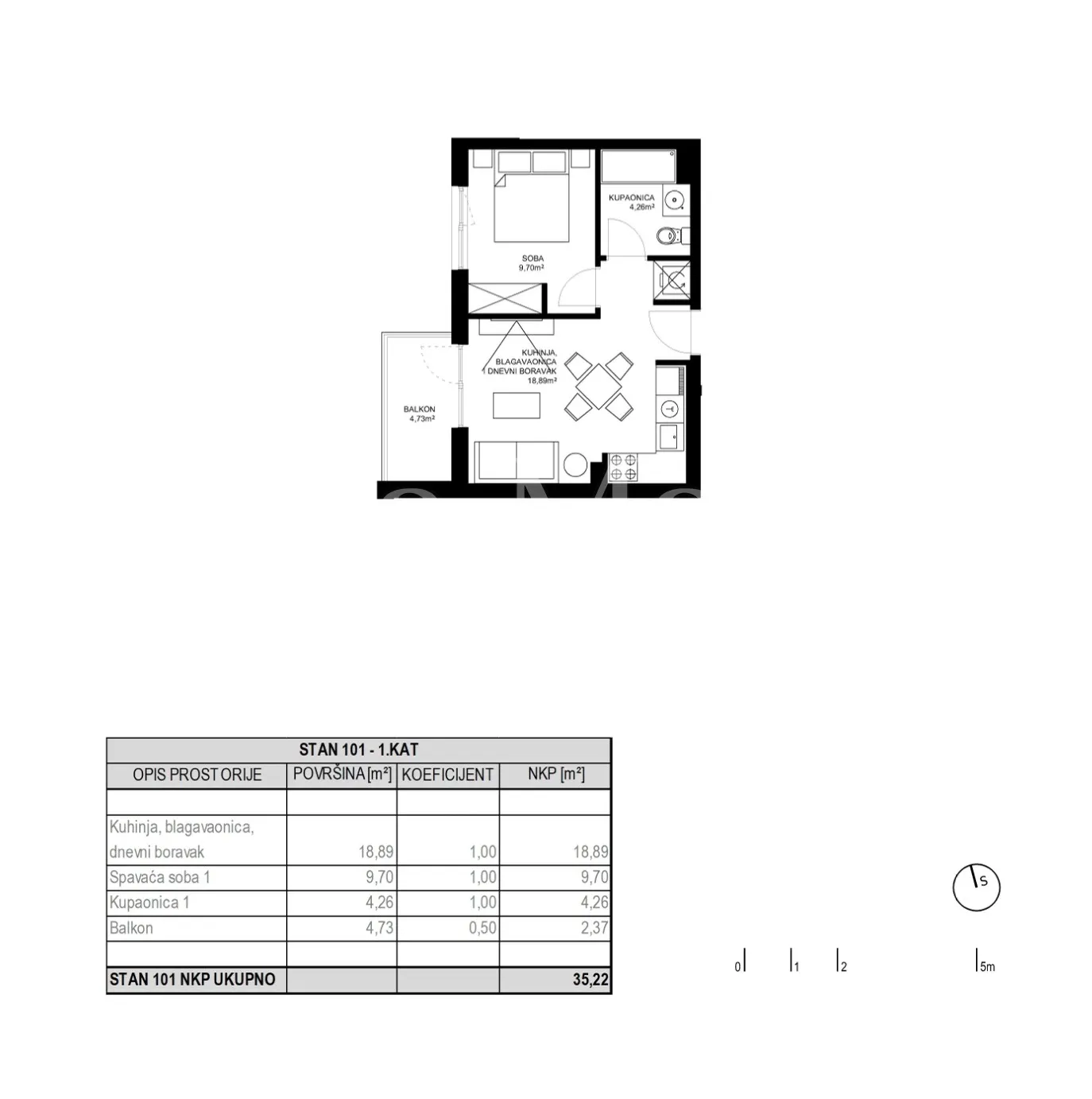 odra- stanovi u novogradnji - s101-- stan 28,16 m2 = 94.480,00 eur - slika 2