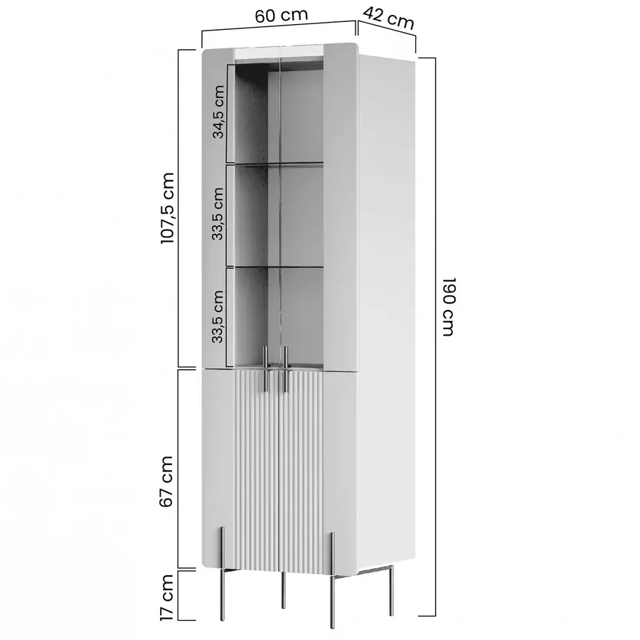 vitrina malmi 190cm, materijal: mdf, melaminska ploča - slika 6