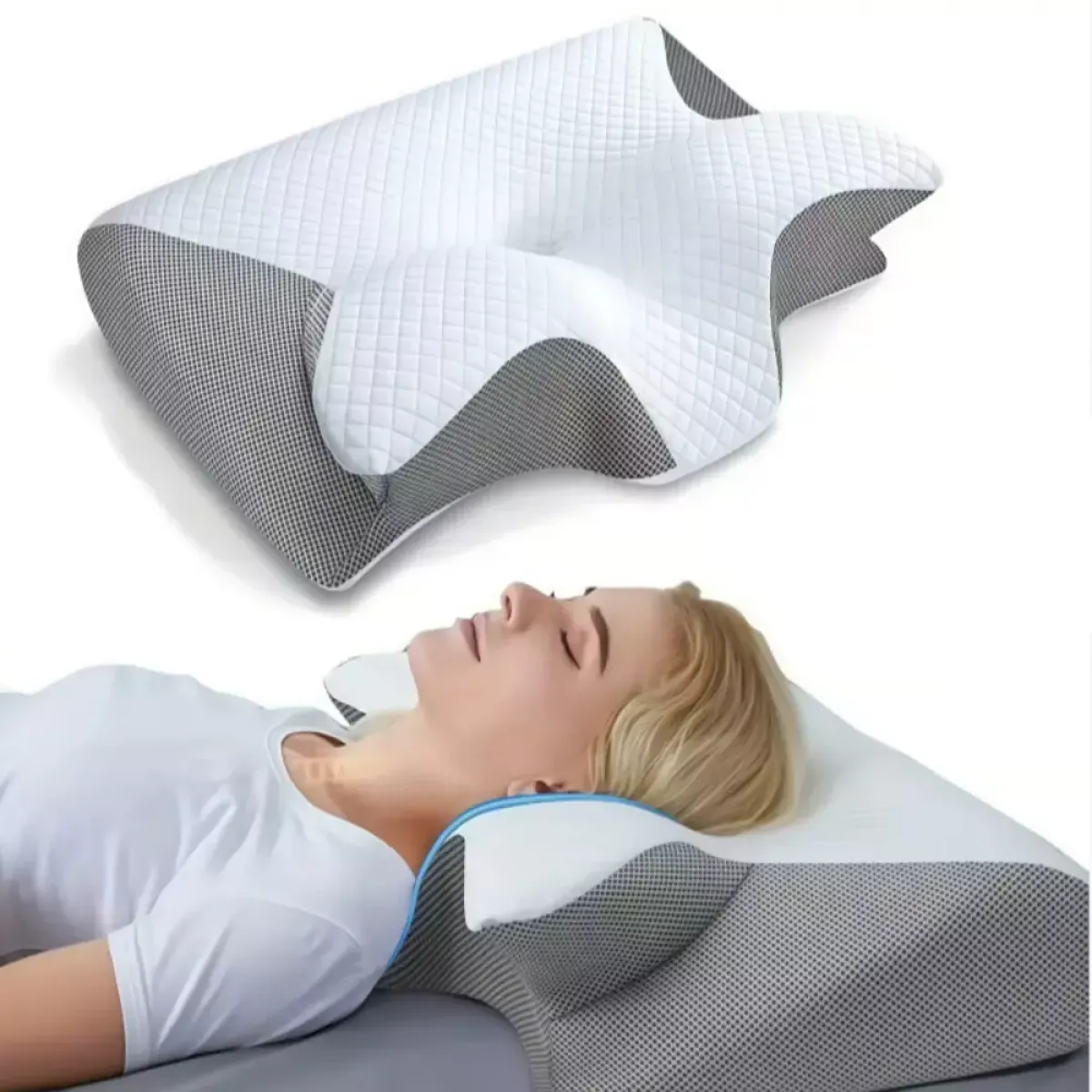 ergonomski jastuk s memorijskom pjenom – leptir oblik za potporu vrata - slika 3