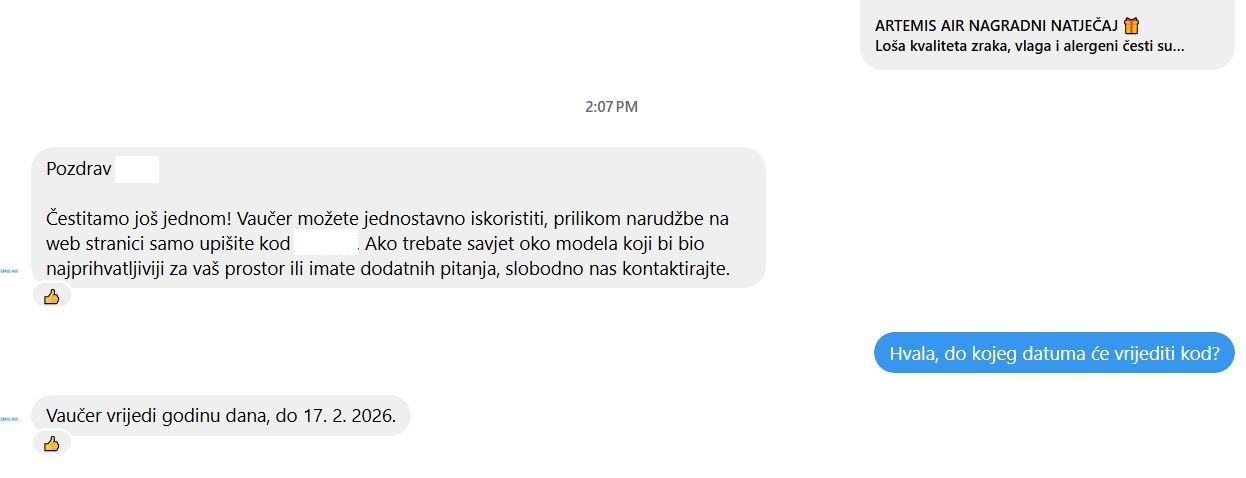 vaučer za kupnju pročistača zraka na rekuperatori.hr - slika 2