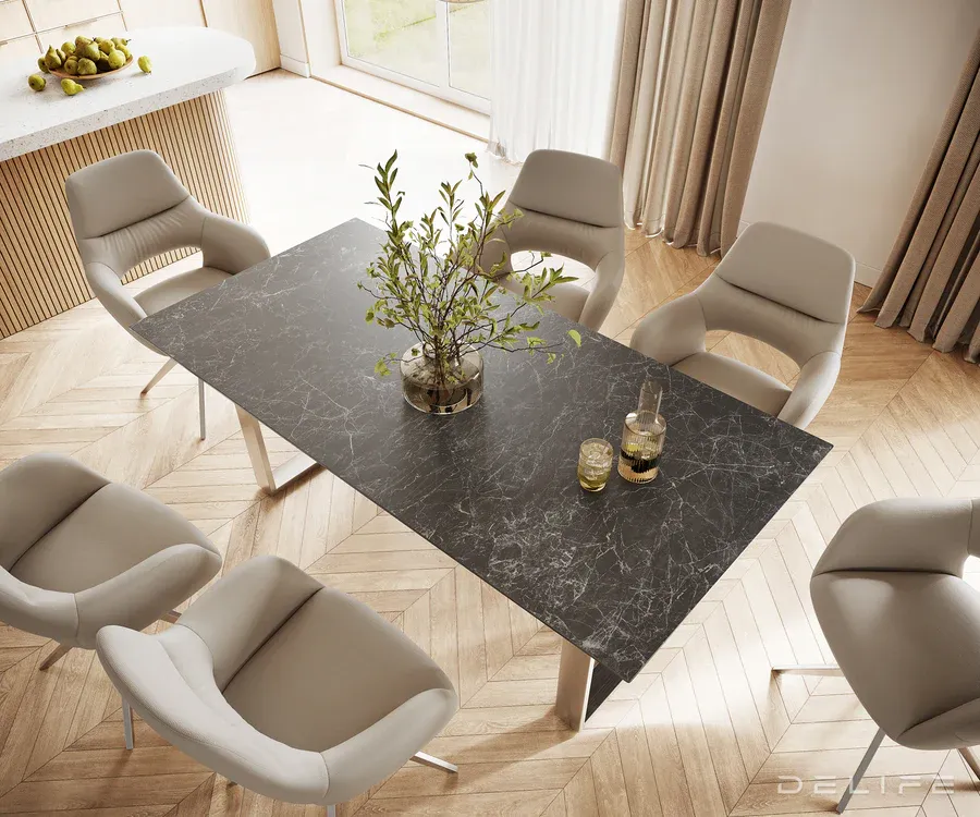 blagovaonski stol edge 200x100, materijal: keramika laminam nero greco - slika 3
