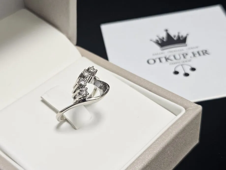 zlatni prsten s dijamantima 0.16ct 14k / r1, rate ! - slika 4