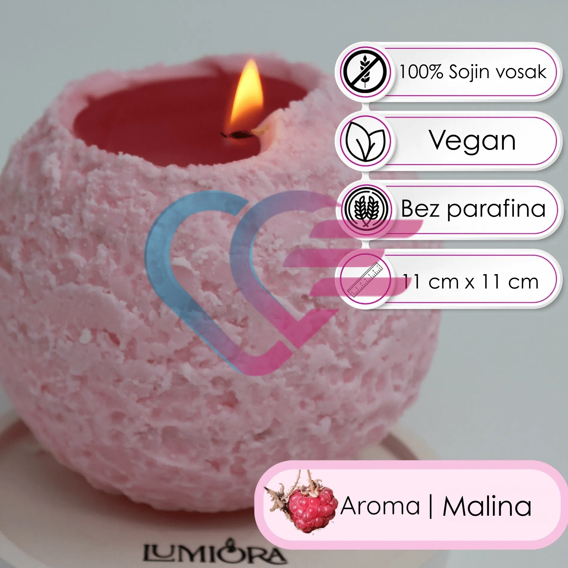 svijeća mirisna sa spiralnim gorenjem “snow ball” malina - slika 2