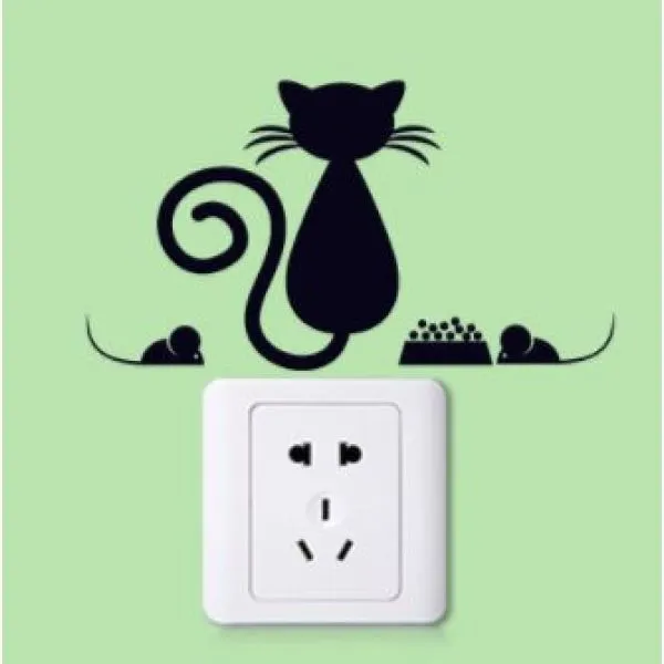 (5 kom) naljepnica za utičnice i prekidače curious cats - slika 4
