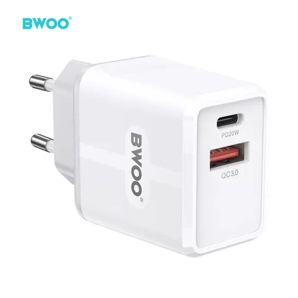 bwoo pd 20w usb-a + usb-c brzi punjač fast charger max bwoo--vatrootporan - slika 2