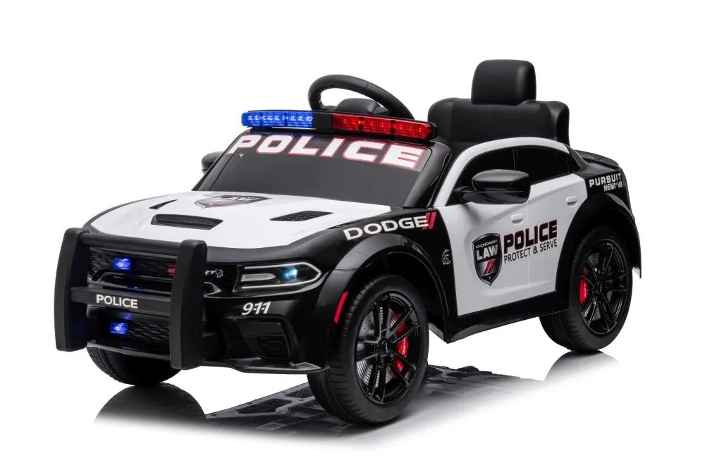 licencirani policijski auto na akumulator dodge charger - crno/bijeli - slika 2